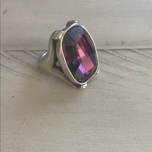 Uno De 50 Purple Swarovski Crystal Silver Ring 8